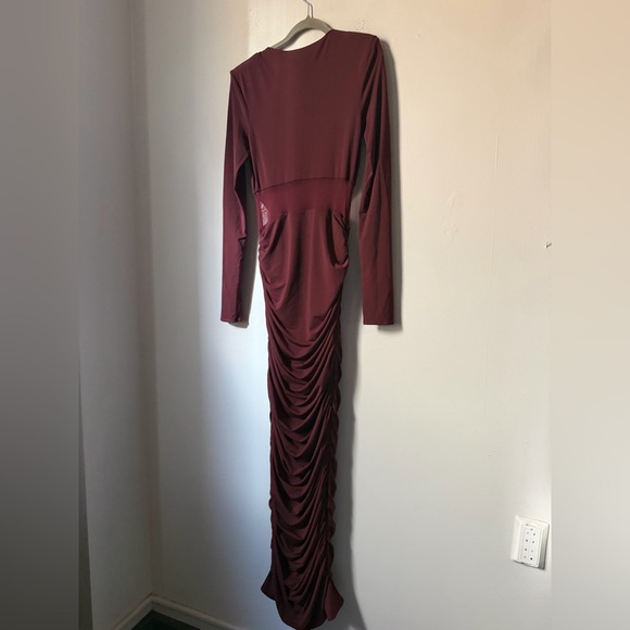 MESHKI Louanne Slinky Long Sleeve Maxi Dress - Burgundy size M NEW - Picture 6 of 6